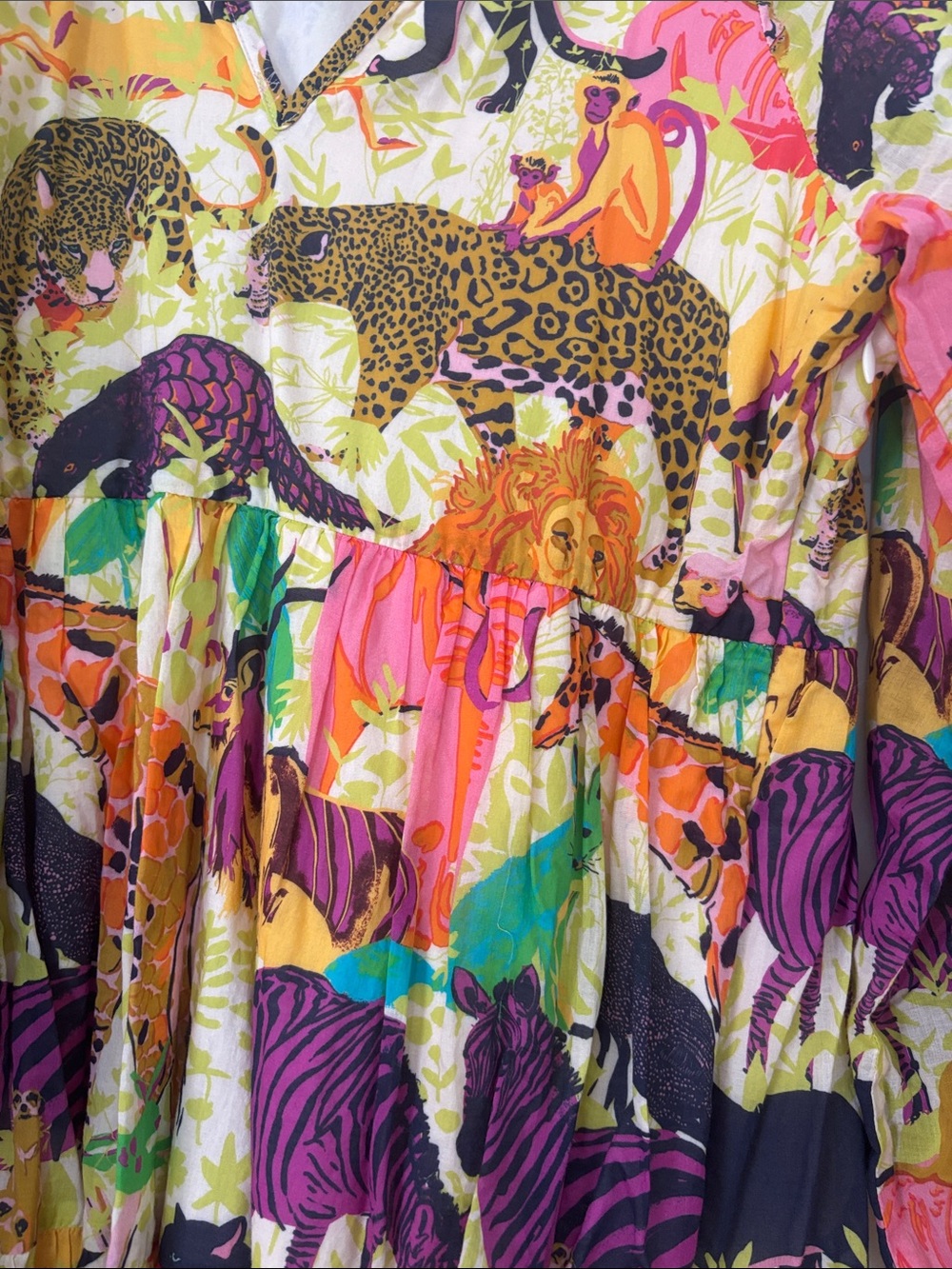 J. Crew Multicolor Animal-Print Tiered Casual Dress - Picture 2 of 6